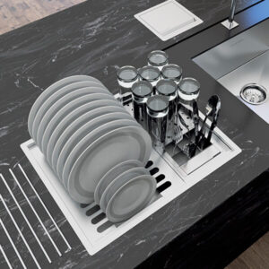 Escurreplatos línea Quadratta con loza - Calha Úmida - Hejercol