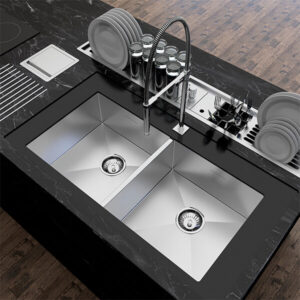 Poceta doble de 840x440 de sobreponer ya instalada en mesón