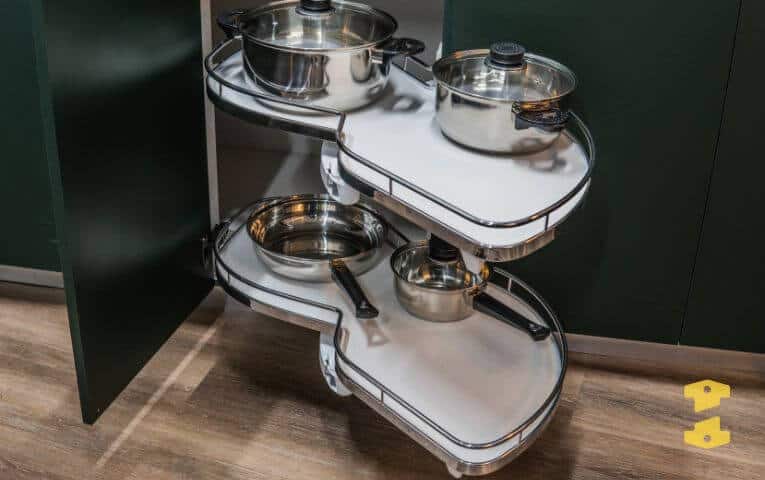 Esquina mágica con bandeja tipo S para cocina moderna