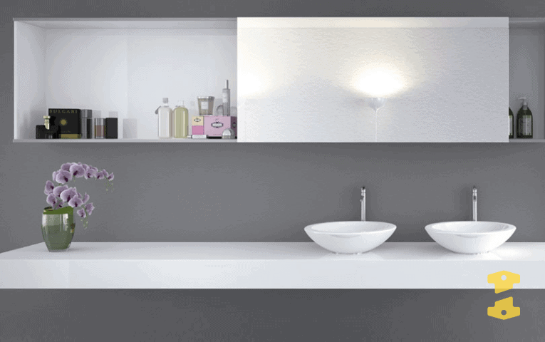 Gabinete de baño con rieles de aluminio